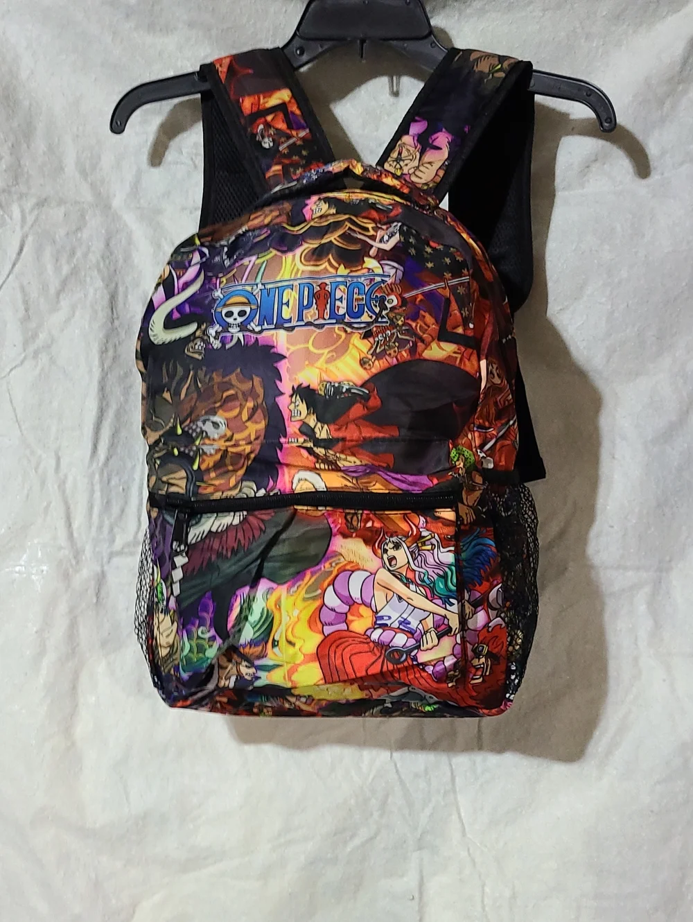 ONE PIECE BLACK ANIME BACKPACK- BOLD MULTICOLOR PRINT- 2 PIECE SET